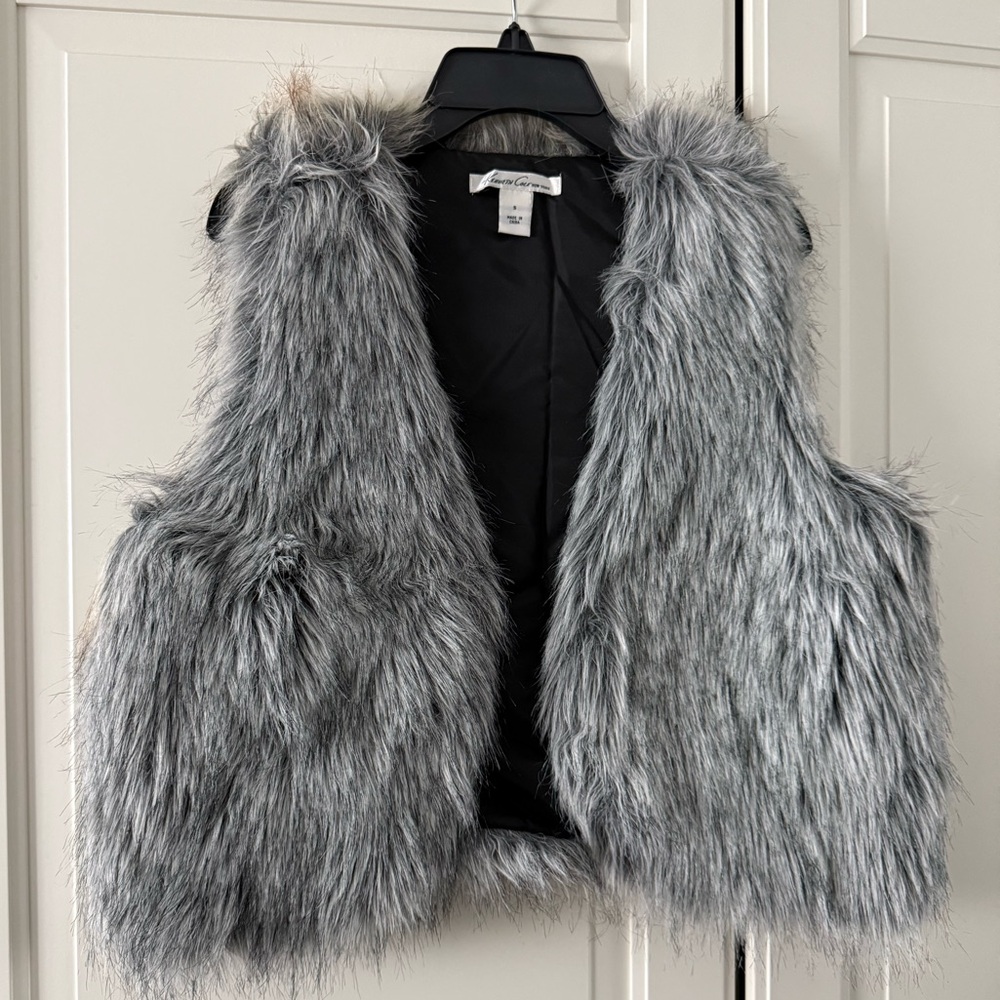 Kenneth Cole Gray Faux Fur Vest